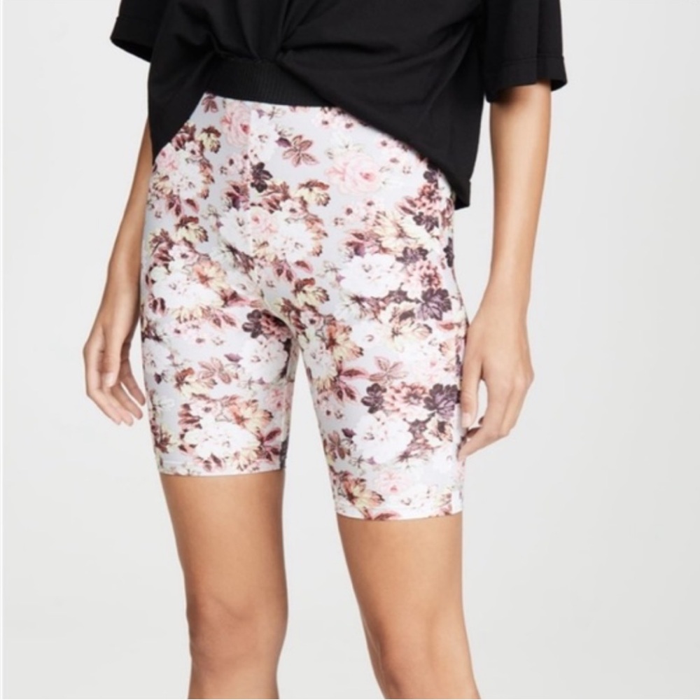 For Love And Lemons Tiffany Floral Bike Shorts Medium Pink Gray Black